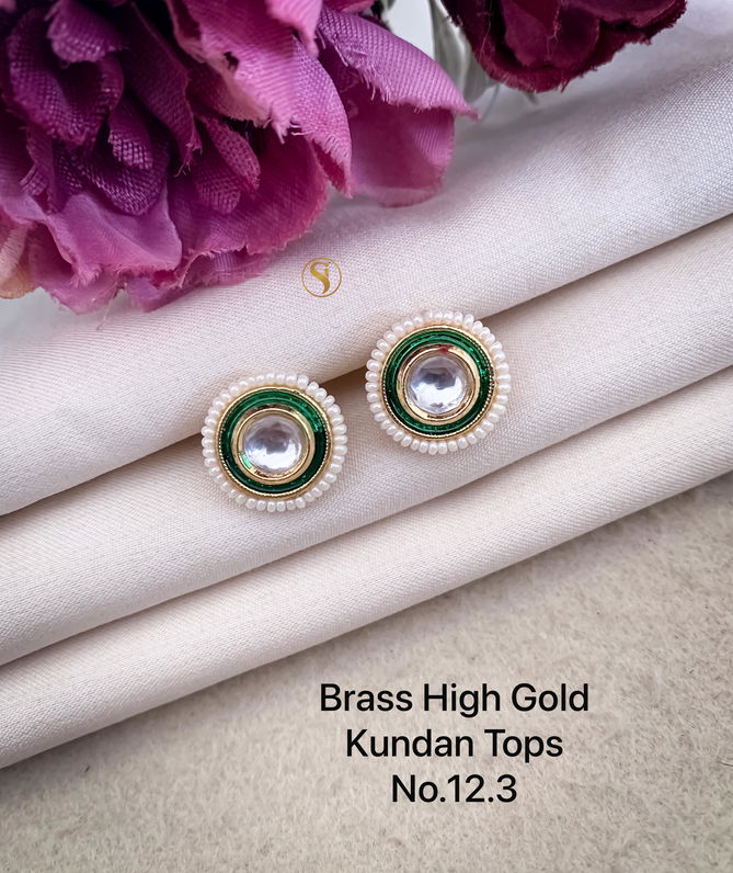 Brass High Gold Small Designer Kundan Tops 2 Wholesale Price
